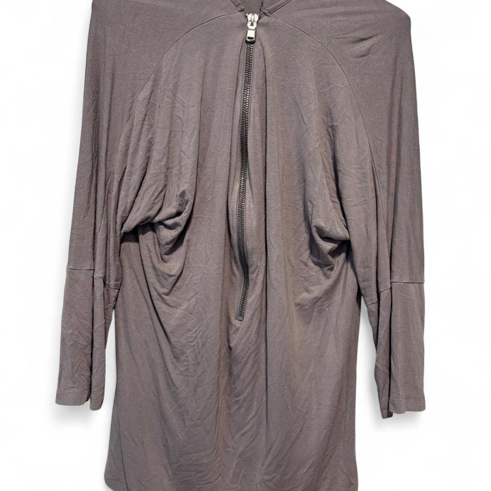 Venus Taupe Grey Draped Zip Neck Dolman Sleeve Top XL